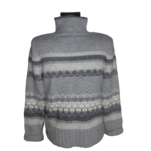 Aspen Grey and White Patterned Knit Mock Neck Sweater M - Picture 6 of 7